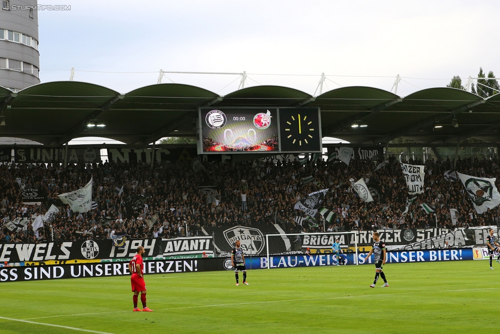 Sturm Graz - Rubin Kasan
UEFA Europa League Qualifikation 3. Runde, SK Sturm Graz -  FK Rubin Kasan, Stadion Liebenau Graz, 30.07.2015. 

Foto zeigt Fans von Sturm
