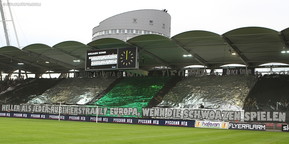 Sturm Graz - Rubin Kasan
UEFA Europa League Qualifikation 3. Runde, SK Sturm Graz -  FK Rubin Kasan, Stadion Liebenau Graz, 30.07.2015. 

Foto zeigt Fans von Sturm mit einer Choreografie
