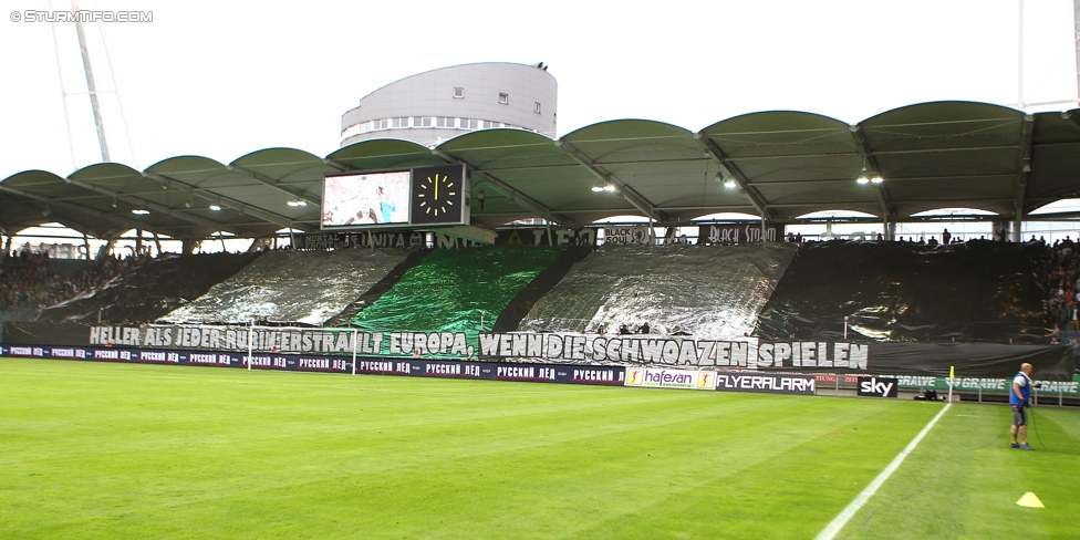 Sturm Graz - Rubin Kasan
UEFA Europa League Qualifikation 3. Runde, SK Sturm Graz -  FK Rubin Kasan, Stadion Liebenau Graz, 30.07.2015. 

Foto zeigt Fans von Sturm mit einer Choreografie
