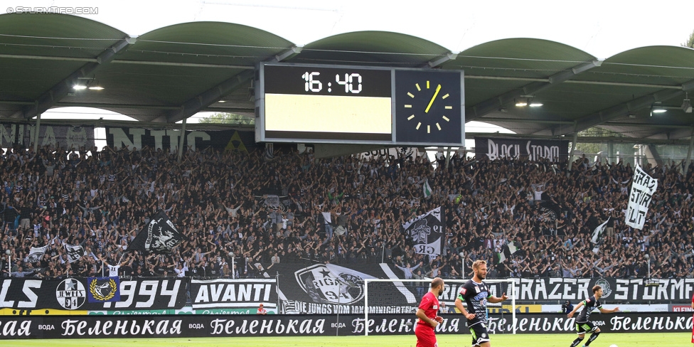 Sturm Graz - Rubin Kasan
UEFA Europa League Qualifikation 3. Runde, SK Sturm Graz -  FK Rubin Kasan, Stadion Liebenau Graz, 30.07.2015. 

Foto zeigt Fans von Sturm
