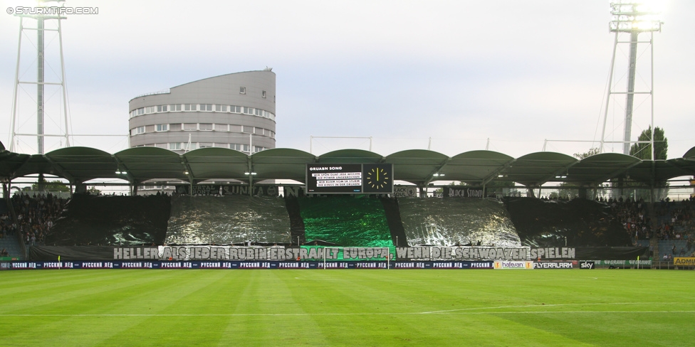 Sturm Graz - Rubin Kasan
UEFA Europa League Qualifikation 3. Runde, SK Sturm Graz -  FK Rubin Kasan, Stadion Liebenau Graz, 30.07.2015. 

Foto zeigt Fans von Sturm mit einer Choreografie
