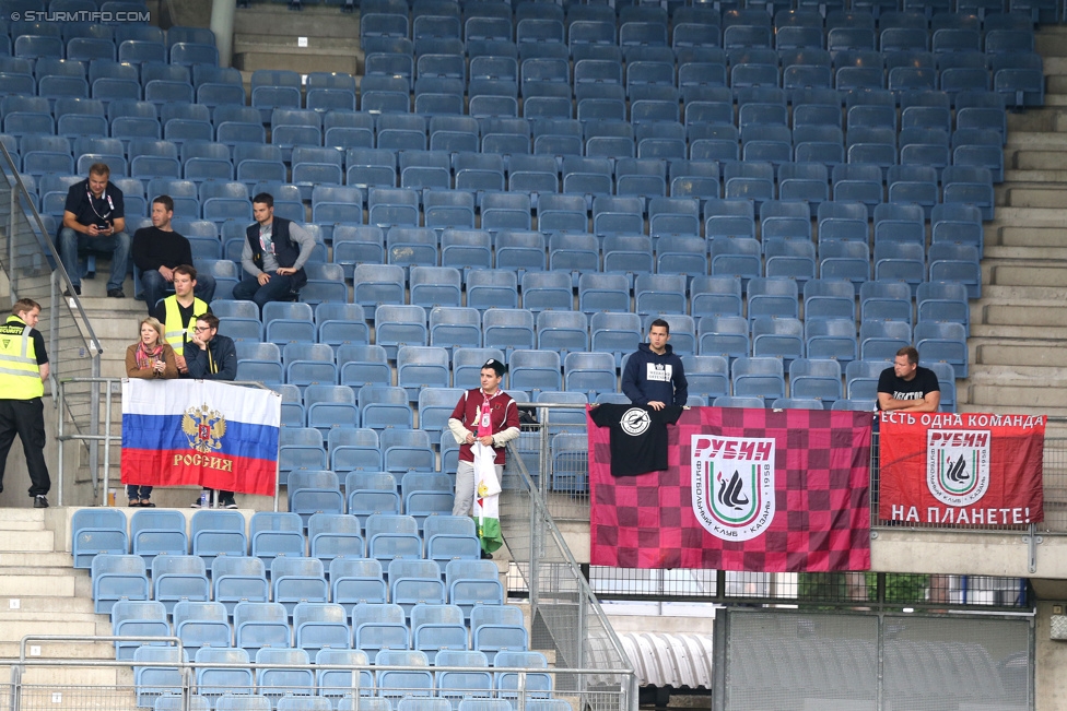 Sturm Graz - Rubin Kasan
UEFA Europa League Qualifikation 3. Runde, SK Sturm Graz -  FK Rubin Kasan, Stadion Liebenau Graz, 30.07.2015. 

Foto zeigt Fans von Kasan
