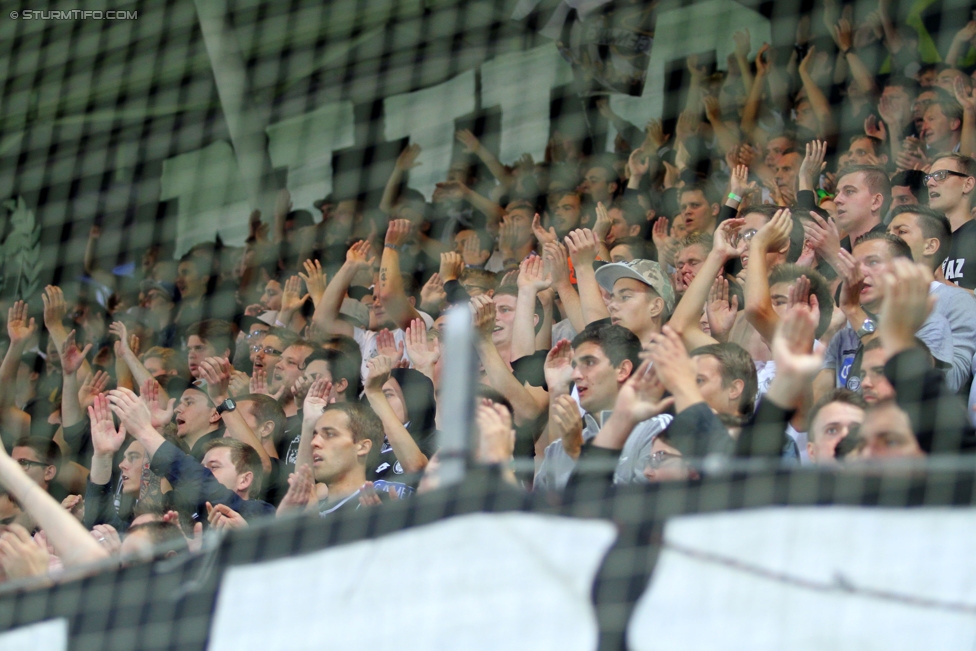 Sturm Graz - Rubin Kasan
UEFA Europa League Qualifikation 3. Runde, SK Sturm Graz -  FK Rubin Kasan, Stadion Liebenau Graz, 30.07.2015. 

Foto zeigt Fans von Sturm
