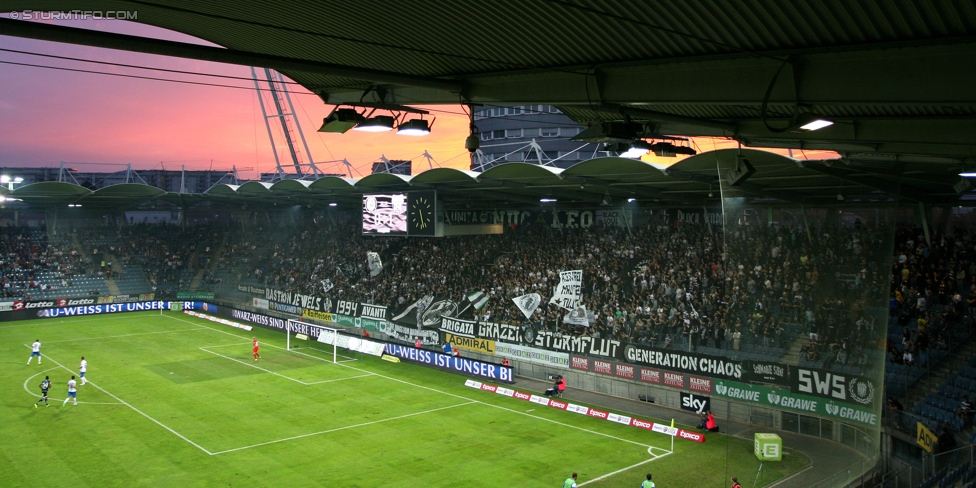 Sturm Graz - Groedig
Oesterreichische Fussball Bundesliga, 2. Runde, SK Sturm Graz - SV Groedig, Stadion Liebenau Graz, 02.08.2015. 

Foto zeigt Fans von Sturm
Schlüsselwörter: wetter