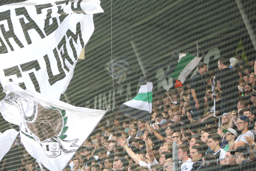 Sturm Graz - Groedig
Oesterreichische Fussball Bundesliga, 2. Runde, SK Sturm Graz - SV Groedig, Stadion Liebenau Graz, 02.08.2015. 

Foto zeigt Fans von Sturm
