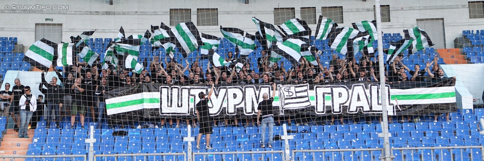 Rubin Kasan - Sturm Graz
UEFA Europa League Qualifikation 3. Runde, FK Rubin Kasan - SK Sturm Graz, Zentralstadion Kasan, 06.08.2015. 

Foto zeigt Fans von Sturm mit einer Choreografie
