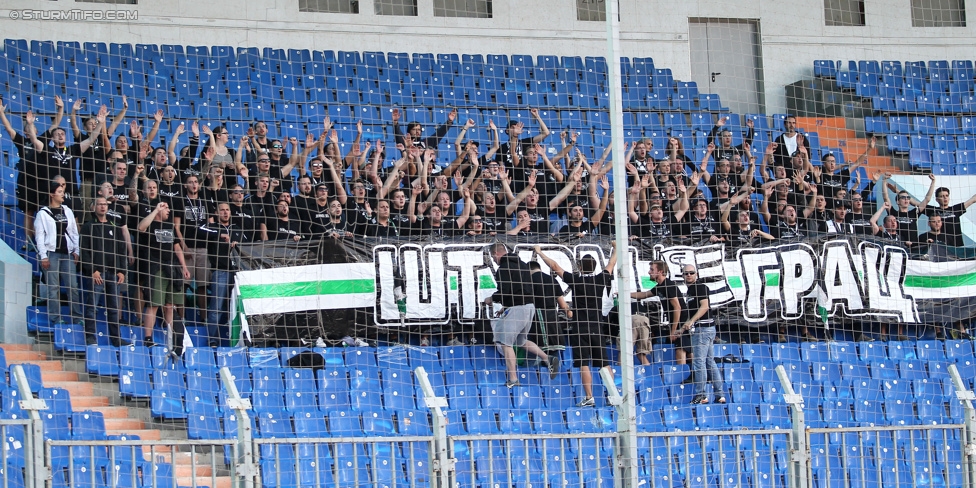 Rubin Kasan - Sturm Graz
UEFA Europa League Qualifikation 3. Runde, FK Rubin Kasan - SK Sturm Graz, Zentralstadion Kasan, 06.08.2015. 

Foto zeigt Fans von Sturm
