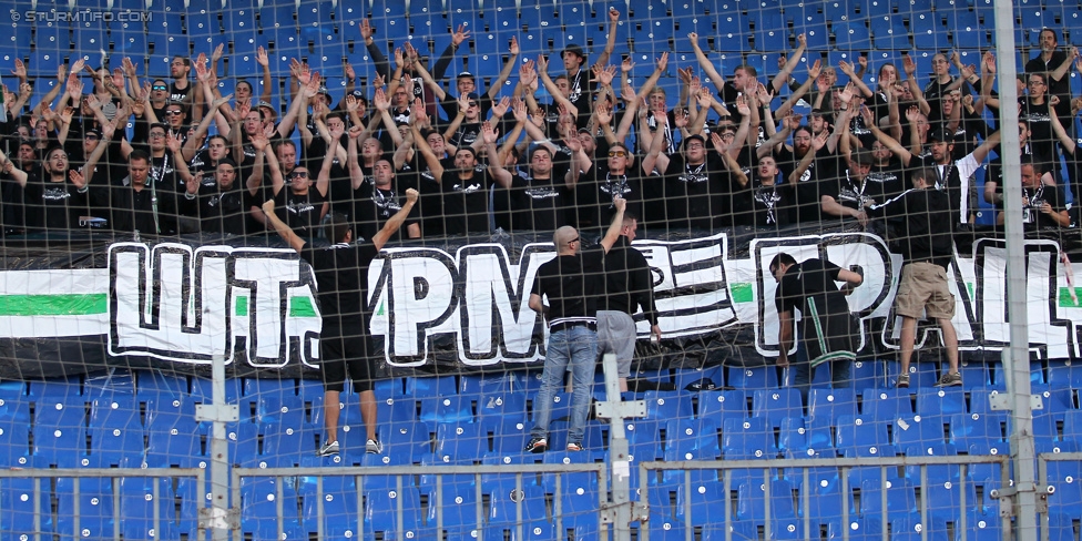 Rubin Kasan - Sturm Graz
UEFA Europa League Qualifikation 3. Runde, FK Rubin Kasan - SK Sturm Graz, Zentralstadion Kasan, 06.08.2015. 

Foto zeigt Fans von Sturm
