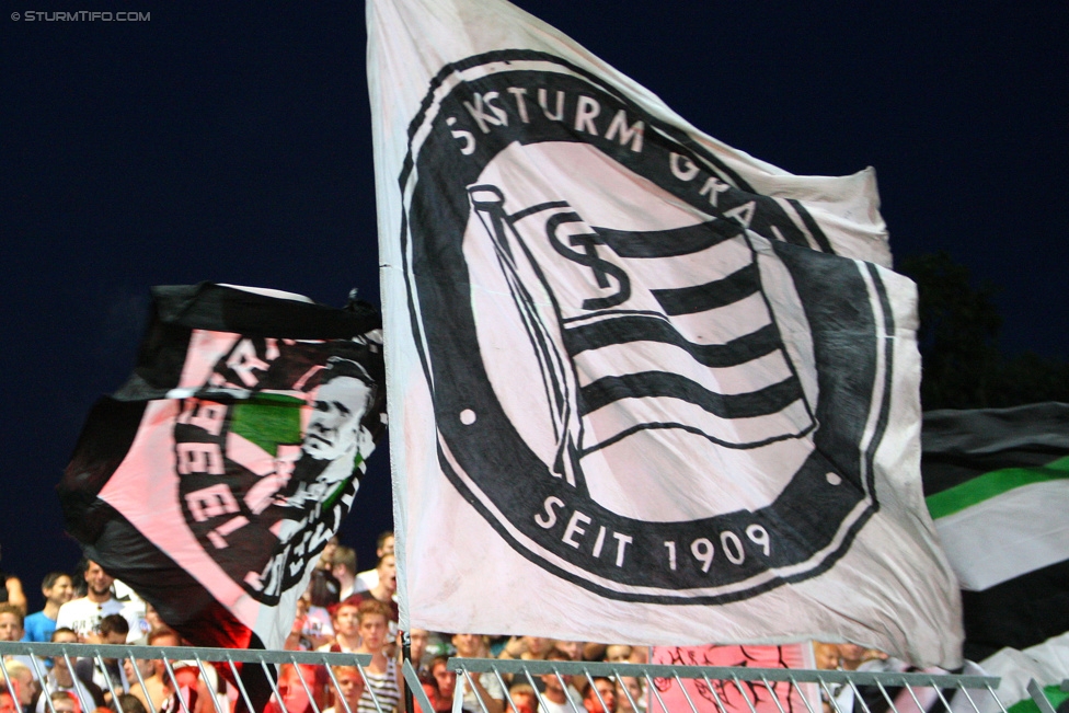 Wolfsberg - Sturm Graz
Oesterreichische Fussball Bundesliga, 4. Runde, Wolfsberger AC - SK Sturm Graz, Lavanttal-Arena Wolfsberg, 12.08.2015. 

Foto zeigt Fans von Sturm
