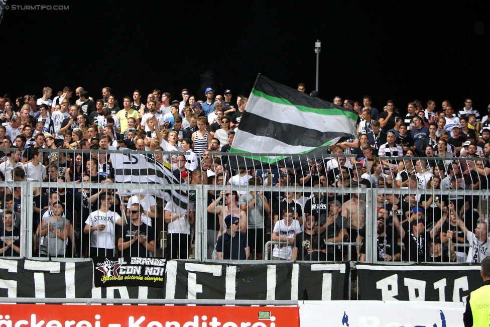 Wolfsberg - Sturm Graz
Oesterreichische Fussball Bundesliga, 4. Runde, Wolfsberger AC - SK Sturm Graz, Lavanttal-Arena Wolfsberg, 12.08.2015. 

Foto zeigt Fans von Sturm
