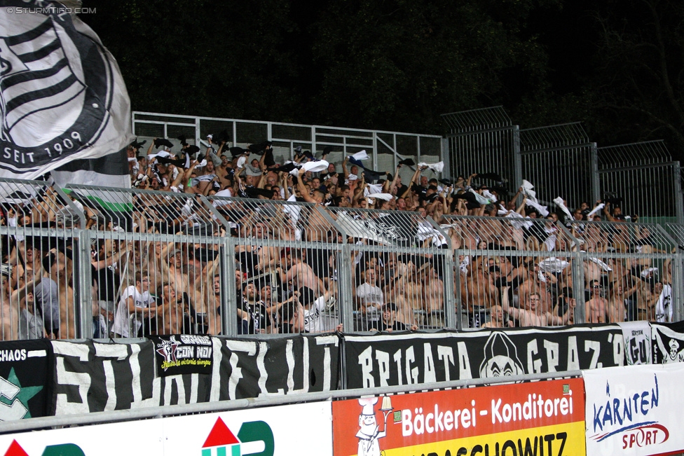 Wolfsberg - Sturm Graz
Oesterreichische Fussball Bundesliga, 4. Runde, Wolfsberger AC - SK Sturm Graz, Lavanttal-Arena Wolfsberg, 12.08.2015. 

Foto zeigt Fans von Sturm
