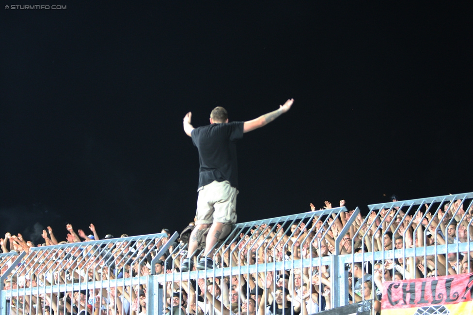 Wolfsberg - Sturm Graz
Oesterreichische Fussball Bundesliga, 4. Runde, Wolfsberger AC - SK Sturm Graz, Lavanttal-Arena Wolfsberg, 12.08.2015. 

Foto zeigt Fans von Sturm
