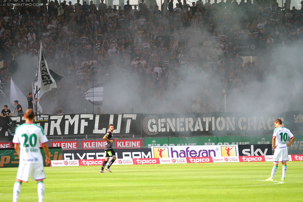 Sturm Graz - Rapid Wien
Oesterreichische Fussball Bundesliga, 5. Runde, SK Sturm Graz - SK Rapid Wien, Stadion Liebenau Graz, 16.08.2015. 

Foto zeigt Fans von Sturm
