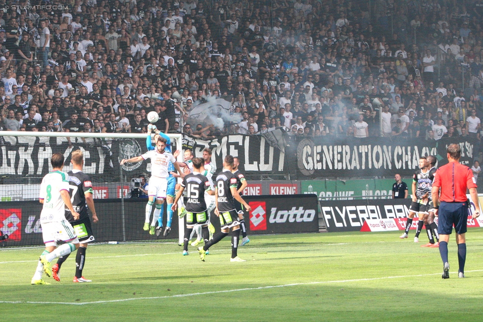 Sturm Graz - Rapid Wien
Oesterreichische Fussball Bundesliga, 5. Runde, SK Sturm Graz - SK Rapid Wien, Stadion Liebenau Graz, 16.08.2015. 

Foto zeigt Martin Ehrenreich (Sturm), Michael Esser (Sturm), Michael Madl (Sturm) und Anel Hadzic (Sturm)
