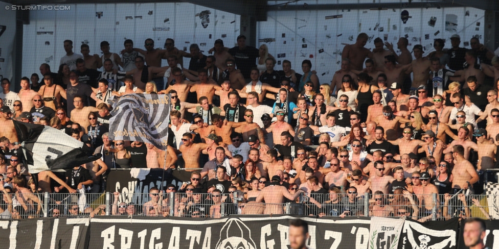 Ried - Sturm Graz
Oesterreichische Fussball Bundesliga, 6. Runde, SV Ried - SK Sturm Graz, Arena Ried, 22.08.2015. 

Foto zeigt Fans von Sturm
