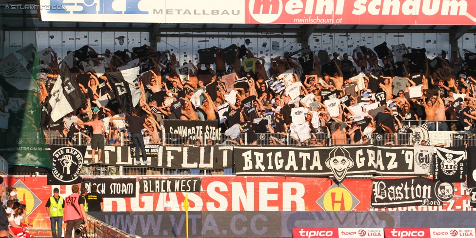 Ried - Sturm Graz
Oesterreichische Fussball Bundesliga, 6. Runde, SV Ried - SK Sturm Graz, Arena Ried, 22.08.2015. 

Foto zeigt Fans von Sturm
