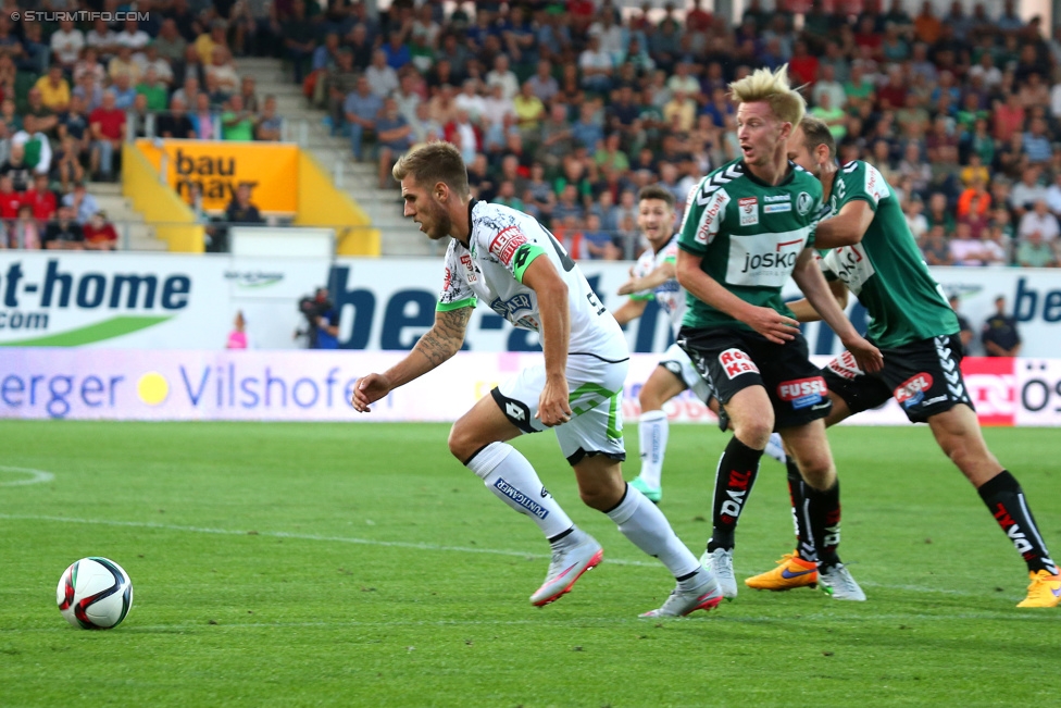 Ried - Sturm Graz
Oesterreichische Fussball Bundesliga, 6. Runde, SV Ried - SK Sturm Graz, Arena Ried, 22.08.2015. 

Foto zeigt Thorsten Schick (Sturm)
