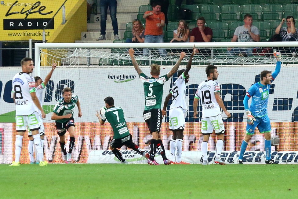 Ried - Sturm Graz
Oesterreichische Fussball Bundesliga, 6. Runde, SV Ried - SK Sturm Graz, Arena Ried, 22.08.2015. 

Foto zeigt Anel Hadzic (Sturm), Daniel Sikorski (Ried), Manuel Galivan (Ried), Bernhard Janeczek (Ried), Masakuba-Wilson Kamavuaka (Sturm), Marvin Potzmann (Sturm) und Michael Esser (Sturm)
Schlüsselwörter: tor