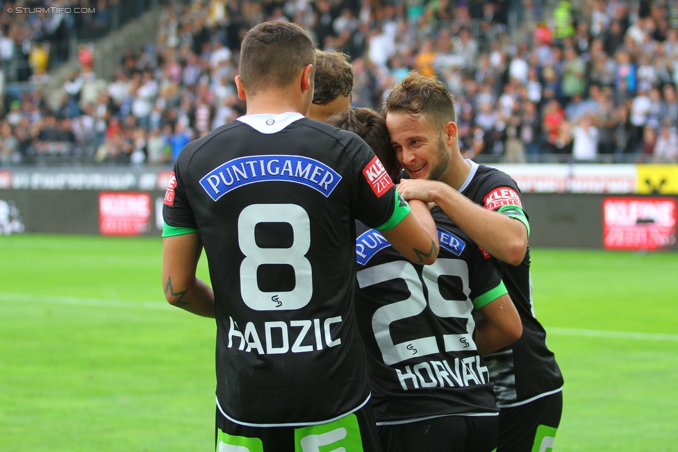 Sturm Graz - Austria Wien
Oesterreichische Fussball Bundesliga, 9. Runde, SK Sturm Graz - FK Austria Wien, Stadion Liebenau Graz, 19.09.2015. 

Foto zeigt Anel Hadzic (Sturm), Sascha Horvath (Sturm) und Christian Klem (Sturm)
Schlüsselwörter: torjubel