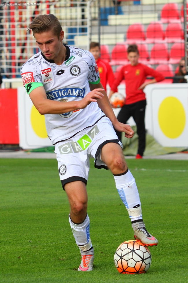 Admira Wacker - Sturm Graz
Oesterreichische Fussball Bundesliga, 10. Runde, FC Admira Wacker Moedling - SK Sturm Graz, Stadion Suedstadt Maria Enzersdorf, 27.09.2015. 

Foto zeigt Andreas Gruber (Sturm)
