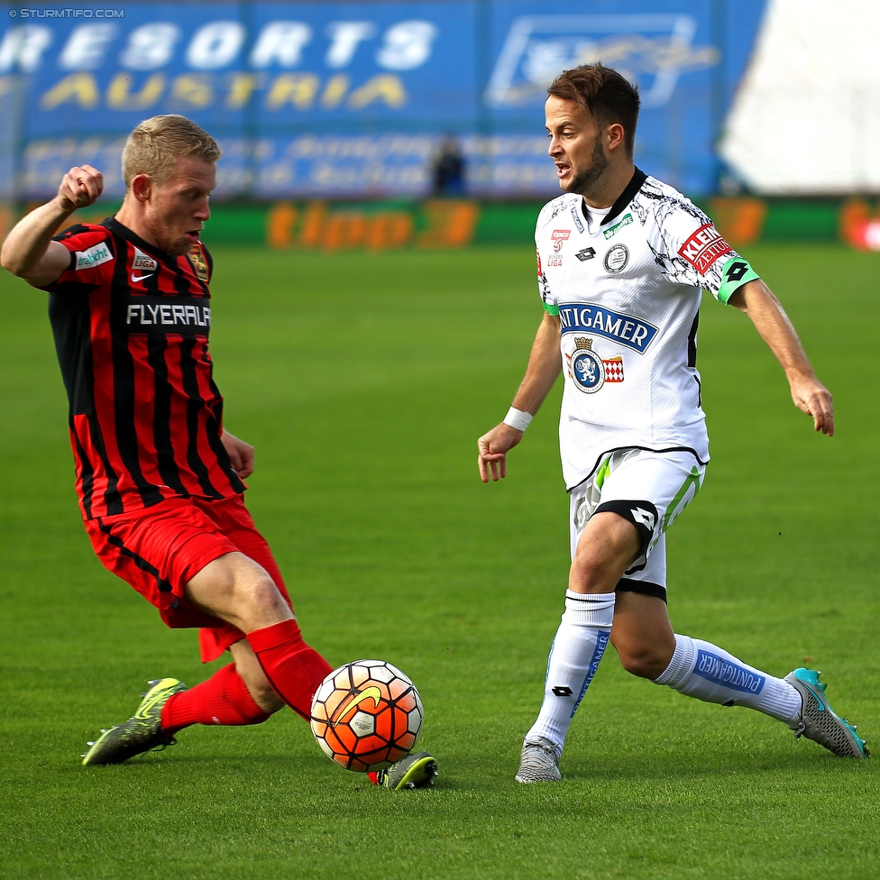 Admira Wacker - Sturm Graz
Oesterreichische Fussball Bundesliga, 10. Runde, FC Admira Wacker Moedling - SK Sturm Graz, Stadion Suedstadt Maria Enzersdorf, 27.09.2015. 

Foto zeigt Christian Klem (Sturm)
