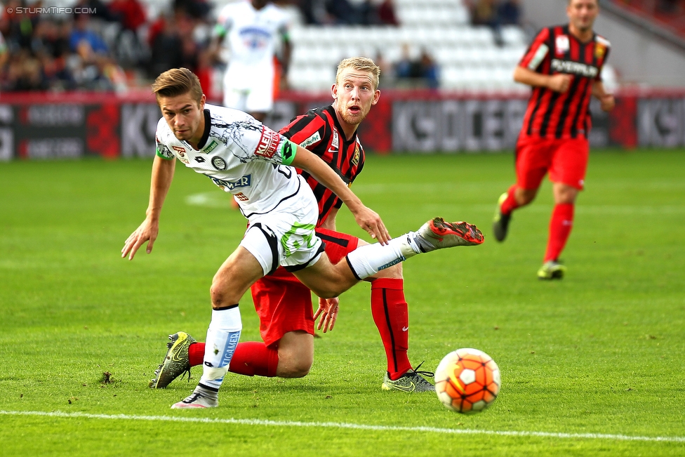 Admira Wacker - Sturm Graz
Oesterreichische Fussball Bundesliga, 10. Runde, FC Admira Wacker Moedling - SK Sturm Graz, Stadion Suedstadt Maria Enzersdorf, 27.09.2015. 

Foto zeigt Andreas Gruber (Sturm)
