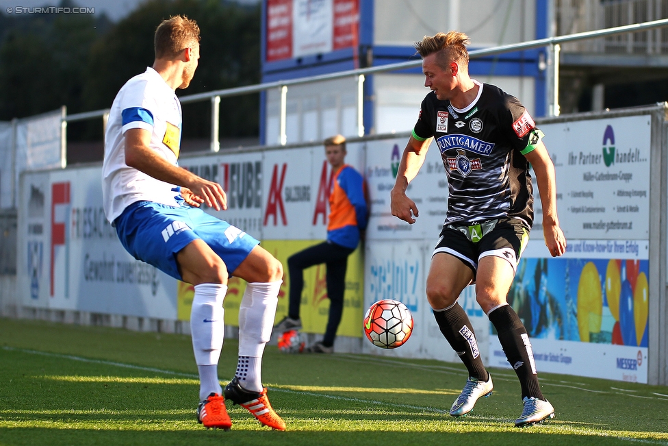 Groedig - Sturm Graz
Oesterreichische Fussball Bundesliga, 11. Runde, SV Groedig - SK Sturm Graz, Stadion Untersbergarena Groedig, 03.10.2015. 

Foto zeigt Roman Kienast (Sturm)
