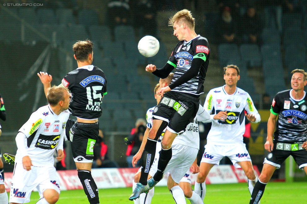 Sturm Graz - Altach
Oesterreichische Fussball Bundesliga, 12. Runde, SK Sturm Graz - SC Rheindorf Altach, Stadion Liebenau Graz, 17.10.2015. 

Foto zeigt Simon Piesinger (Sturm)
Schlüsselwörter: kopfball