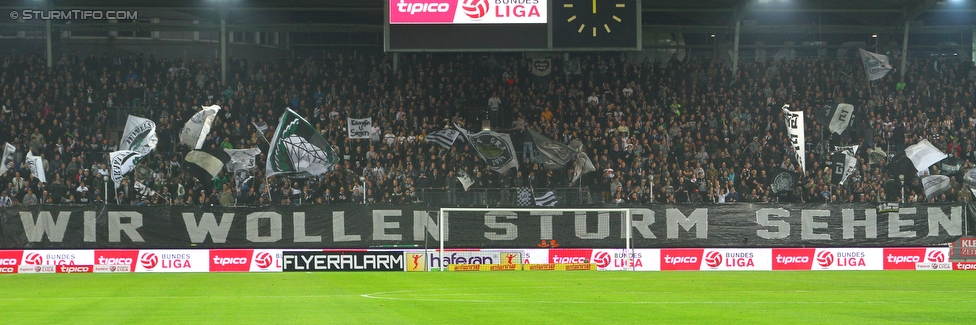 Sturm Graz - Wolfsberg
Oesterreichische Fussball Bundesliga, 13. Runde, SK Sturm Graz - Wolfsburger AC, Stadion Liebenau Graz, 24.10.2015. 

Foto zeigt Fans von Sturm
