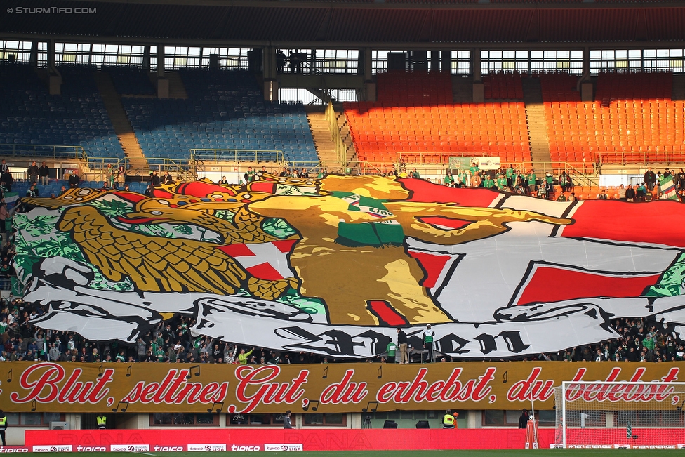 Rapid Wien - Sturm Graz
Oesterreichische Fussball Bundesliga, 14. Runde, SK Rapid Wien - SK Sturm Graz, Ernst Happel Stadion Wien, 31.10.2015. 

Foto zeigt Fans von Rapid mit einer Choreografie
