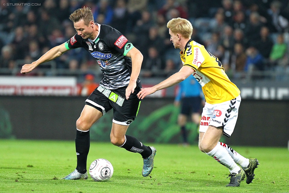 Sturm Graz - Ried
Oesterreichische Fussball Bundesliga, 15. Runde, SK Sturm Graz - SV Ried, Stadion Liebenau Graz, 07.11.2015. 

Foto zeigt Roman Kienast (Sturm) und Thomas Reifeltshammer (Ried)
