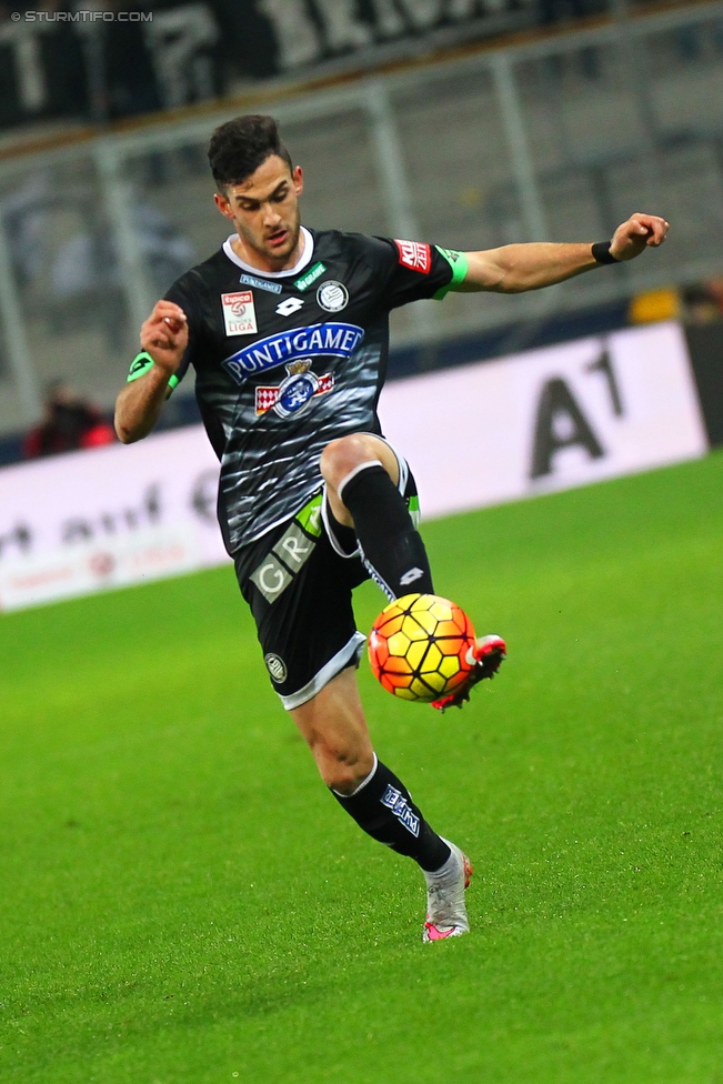 Salzburg - Sturm Graz
Oesterreichische Fussball Bundesliga, 16. Runde, RB Salzburg - SK Sturm Graz, Stadion Wals-Siebenheim, 22.11.2015. 

Foto zeigt Charalampos Lykogiannis (Sturm)
