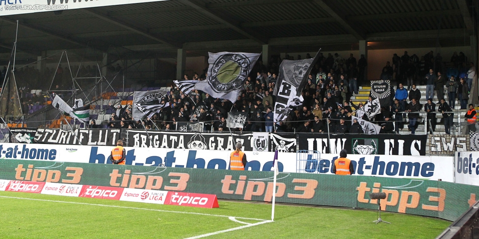 Austria Wien - Sturm Graz
Oesterreichische Fussball Bundesliga, 18. Runde, FK Austria Wien - SK Sturm Graz, Franz-Horr-Stadion Wien, 02.12.2015. 

Foto zeigt Fans von Sturm
