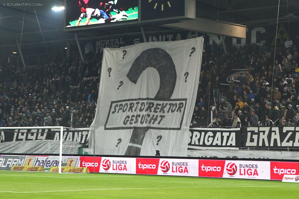 Sturm Graz - Admira Wacker
Oesterreichische Fussball Bundesliga, 19. Runde, SK Sturm Graz - FC Admiral Wacker Moedling, Stadion Liebenau Graz, 05.12.2015. 

Foto zeigt Fans von Sturm mit einer Choreografie
Schlüsselwörter: protest