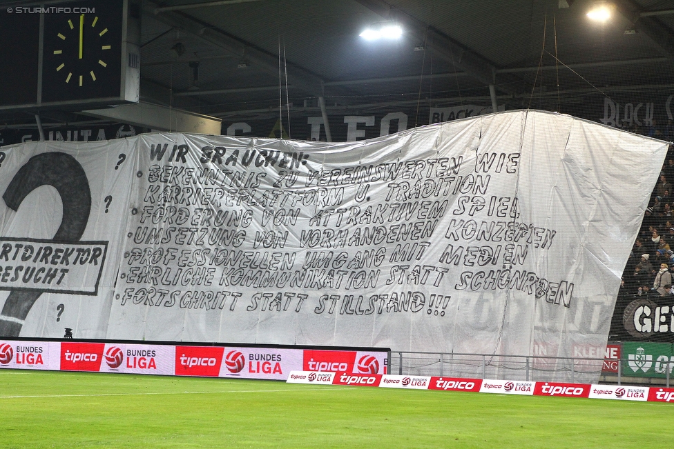 Sturm Graz - Admira Wacker
Oesterreichische Fussball Bundesliga, 19. Runde, SK Sturm Graz - FC Admiral Wacker Moedling, Stadion Liebenau Graz, 05.12.2015. 

Foto zeigt Fans von Sturm mit einer Choreografie
Schlüsselwörter: protest