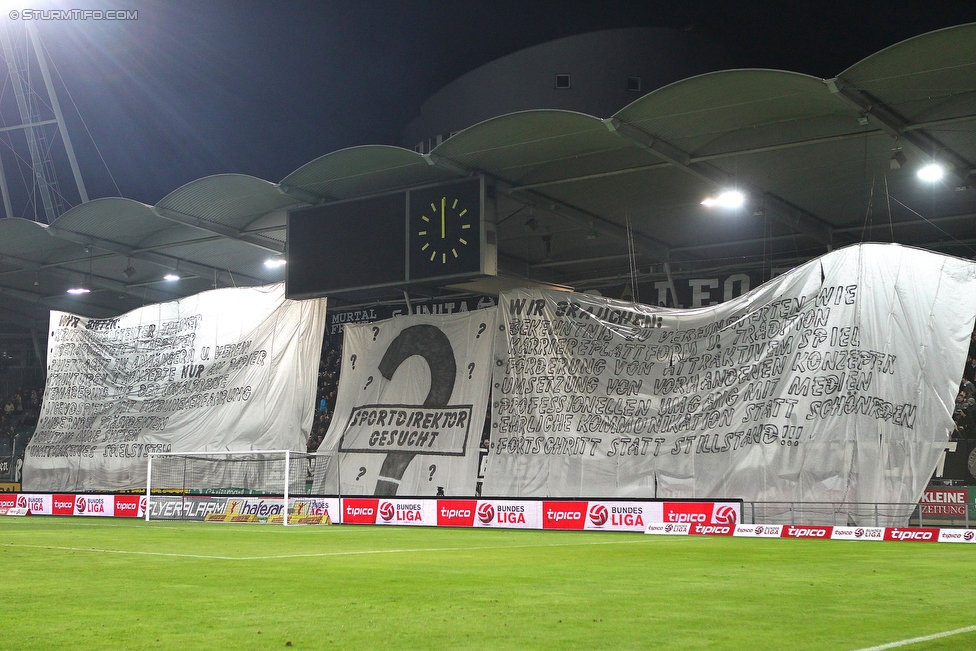 Sturm Graz - Admira Wacker
Oesterreichische Fussball Bundesliga, 19. Runde, SK Sturm Graz - FC Admiral Wacker Moedling, Stadion Liebenau Graz, 05.12.2015. 

Foto zeigt Fans von Sturm mit einer Choreografie
Schlüsselwörter: protest