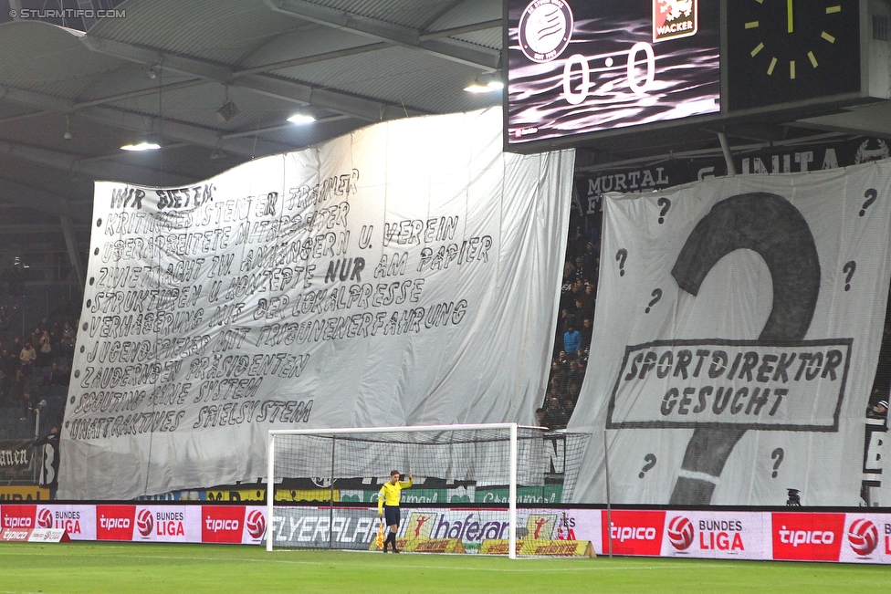 Sturm Graz - Admira Wacker
Oesterreichische Fussball Bundesliga, 19. Runde, SK Sturm Graz - FC Admiral Wacker Moedling, Stadion Liebenau Graz, 05.12.2015. 

Foto zeigt Fans von Sturm mit einer Choreografie
Schlüsselwörter: protest