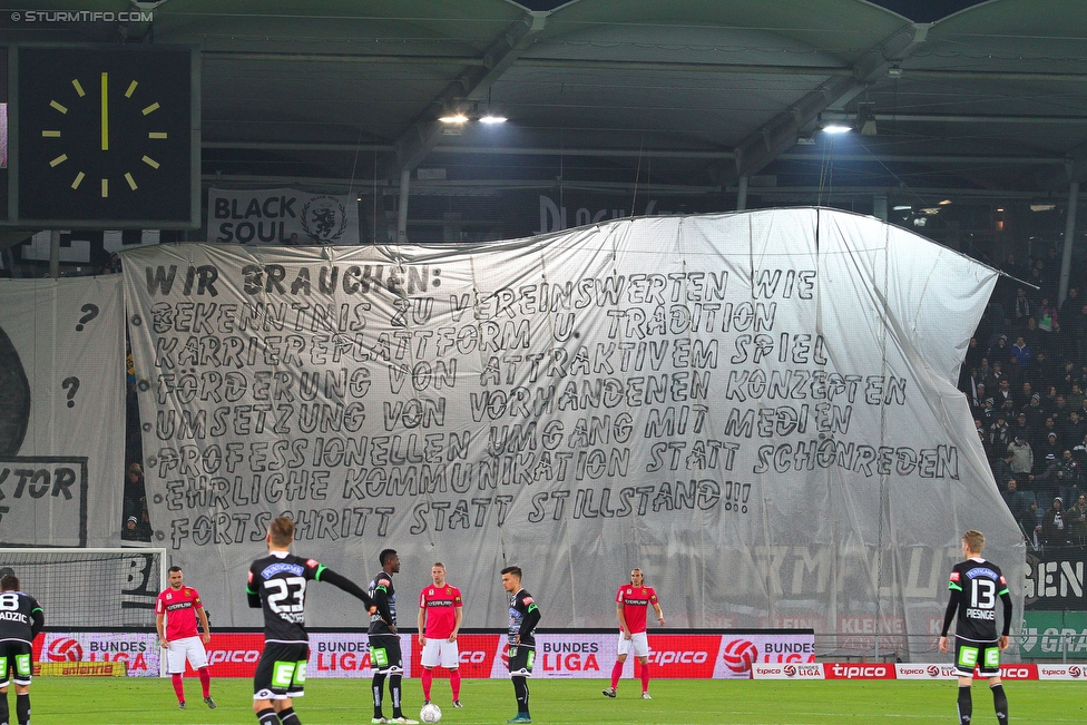 Sturm Graz - Admira Wacker
Oesterreichische Fussball Bundesliga, 19. Runde, SK Sturm Graz - FC Admiral Wacker Moedling, Stadion Liebenau Graz, 05.12.2015. 

Foto zeigt Fans von Sturm mit einer Choreografie
Schlüsselwörter: protest