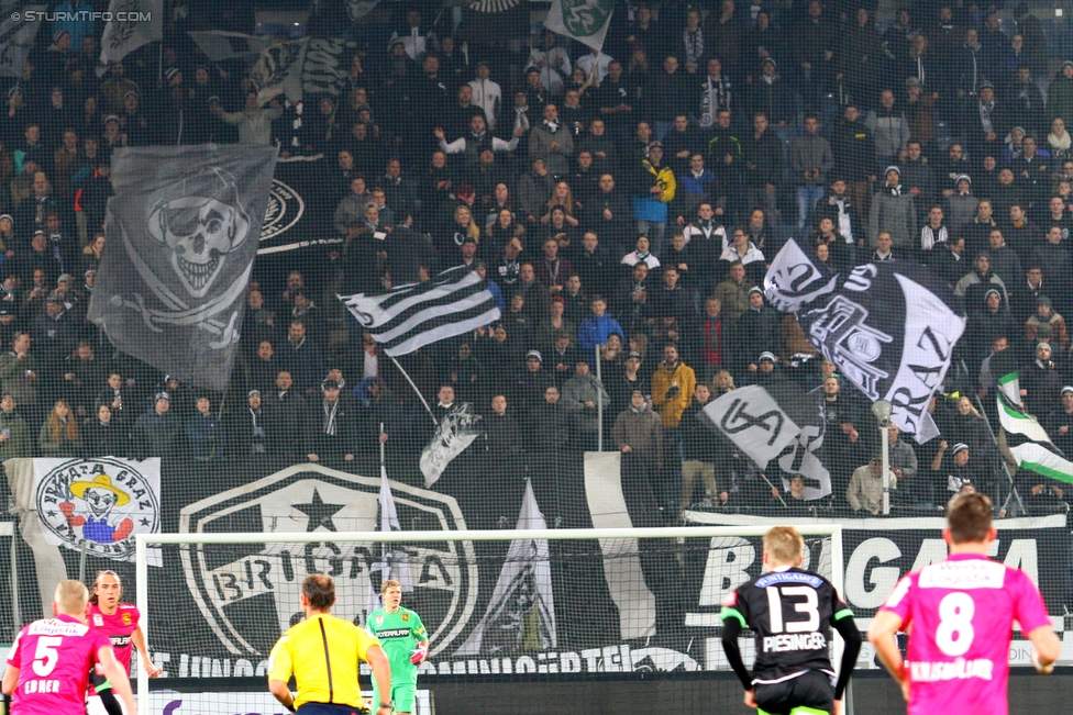 Sturm Graz - Admira Wacker
Oesterreichische Fussball Bundesliga, 19. Runde, SK Sturm Graz - FC Admiral Wacker Moedling, Stadion Liebenau Graz, 05.12.2015. 

Foto zeigt Fans von Sturm
