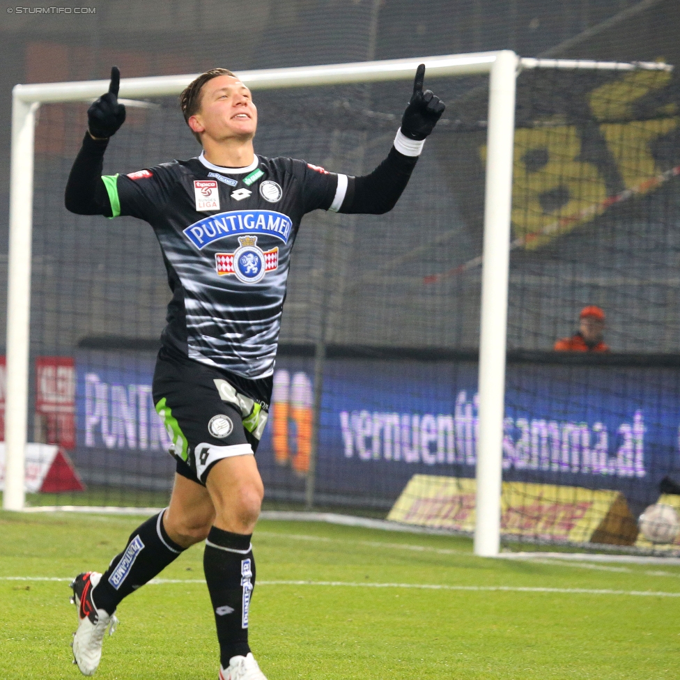 Sturm Graz - Groedig
Oesterreichische Fussball Bundesliga, 20. Runde, SK Sturm Graz - SV Groedig, Stadion Liebenau Graz, 12.12.2015. 

Foto zeigt Marko Stankovic (Sturm)
Schlüsselwörter: torjubel