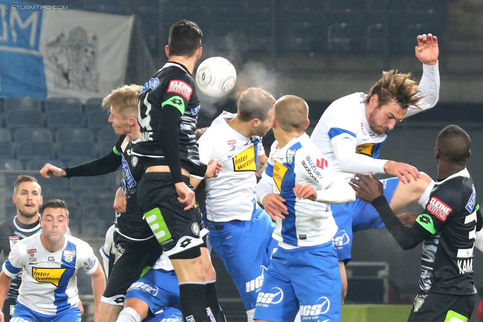 Sturm Graz - Groedig
Oesterreichische Fussball Bundesliga, 20. Runde, SK Sturm Graz - SV Groedig, Stadion Liebenau Graz, 12.12.2015. 

Foto zeigt Simon Piesinger (Sturm), Charalampos Lykogiannis (Sturm) und Masakuba-Wilson Kamavuaka (Sturm)
