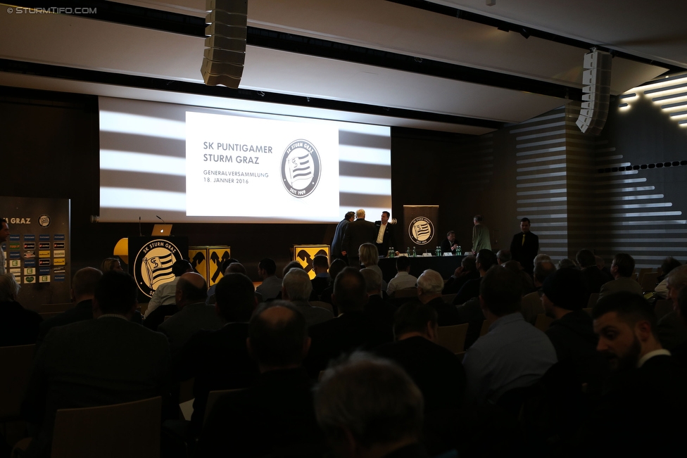 Sturm Graz Mitgliederversammlung
SK Sturm Graz Mitgliederversammlung, Raiffeisen Landesbank Raaba, 18.01.2016. 

Foto zeigt eine Innenansicht
