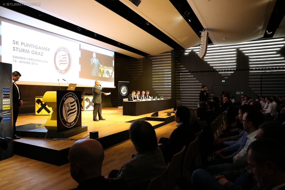 Sturm Graz Mitgliederversammlung
SK Sturm Graz Mitgliederversammlung, Raiffeisen Landesbank Raaba, 18.01.2016. 

Foto zeigt eine Innenansicht
