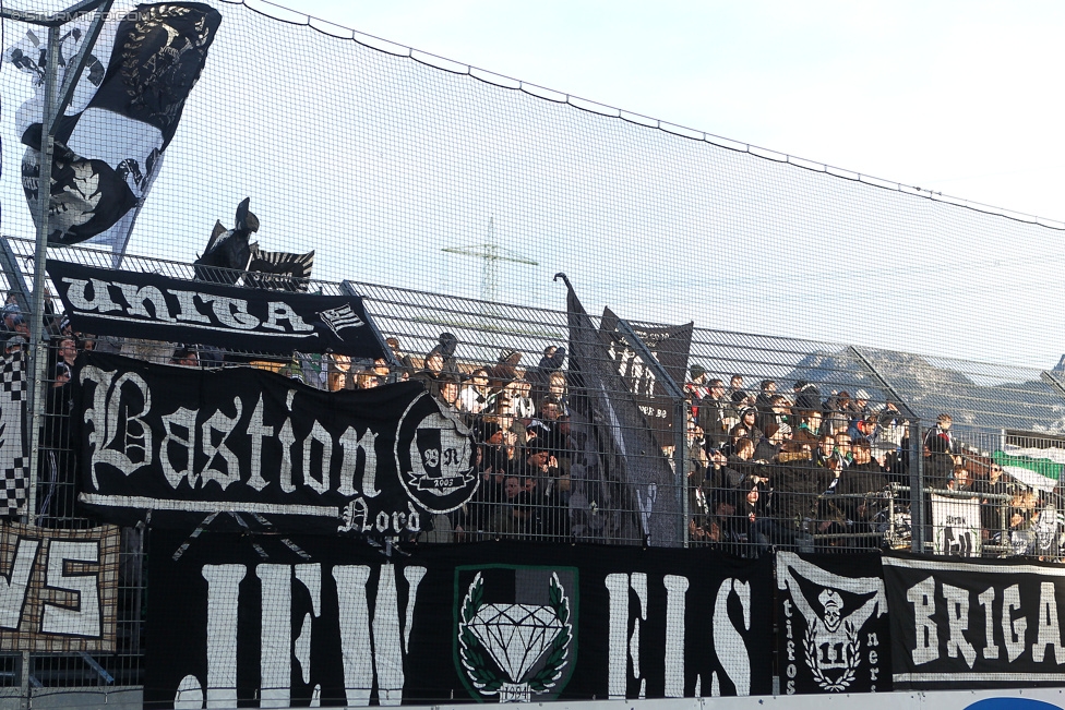 Altach - Sturm Graz
Oesterreichische Fussball Bundesliga, 21. Runde, SC Rheindorf Altach - SK Sturm Graz, Stadion Schnabelholz Altach, 06.02.2016. 

Foto zeigt Fans von Sturm
