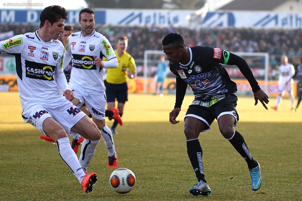 Altach - Sturm Graz
Oesterreichische Fussball Bundesliga, 21. Runde, SC Rheindorf Altach - SK Sturm Graz, Stadion Schnabelholz Altach, 06.02.2016. 

Foto zeigt Osagie Bright Edomwonyi (Sturm)
