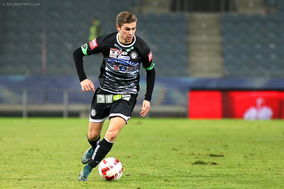 Sturm Graz -Salzburg
OEFB Cup, Viertelfinale, SK Sturm Graz - FC RB Salzburg, Stadion Liebenau Graz, 10.02.2016. 

Foto zeigt Andreas Gruber (Sturm)
