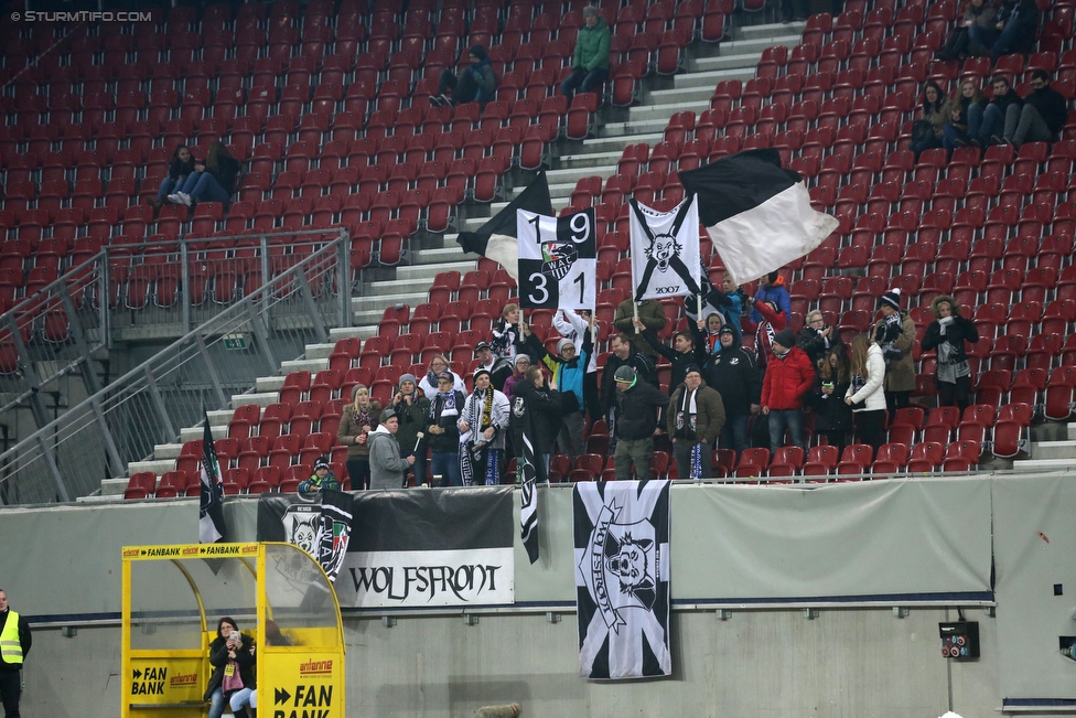 Wolfsberg - Sturm Graz
Oesterreichische Fussball Bundesliga, 22. Runde, Wolfsberger AC - SK Sturm Graz, Woerthersee Stadion Klagenfurt, 13.02.2016. 

Foto zeigt Fans von Wolfsberg
