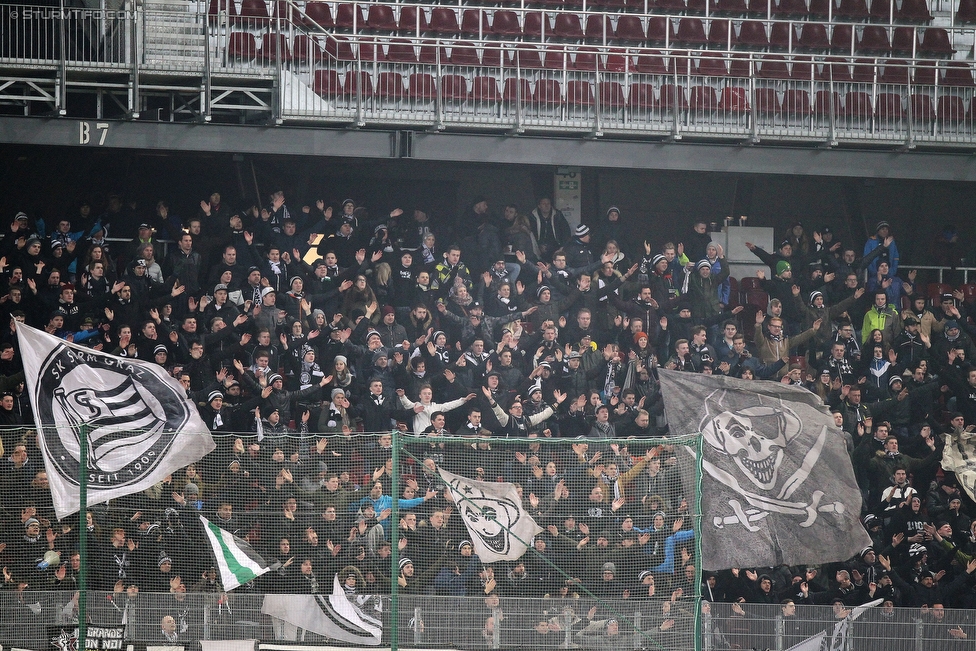 Wolfsberg - Sturm Graz
Oesterreichische Fussball Bundesliga, 22. Runde, Wolfsberger AC - SK Sturm Graz, Woerthersee Stadion Klagenfurt, 13.02.2016. 

Foto zeigt Fans von Sturm
