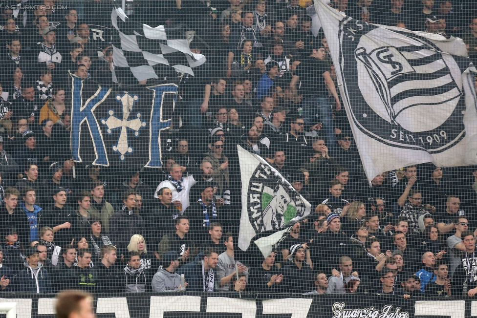 Sturm Graz - Rapid Wien
Oesterreichische Fussball Bundesliga, 23 Runde, SK Sturm Graz - SK Rapid Wien, Stadion Liebenau Graz, 21.02.2016. 

Foto zeigt Fans von Sturm
