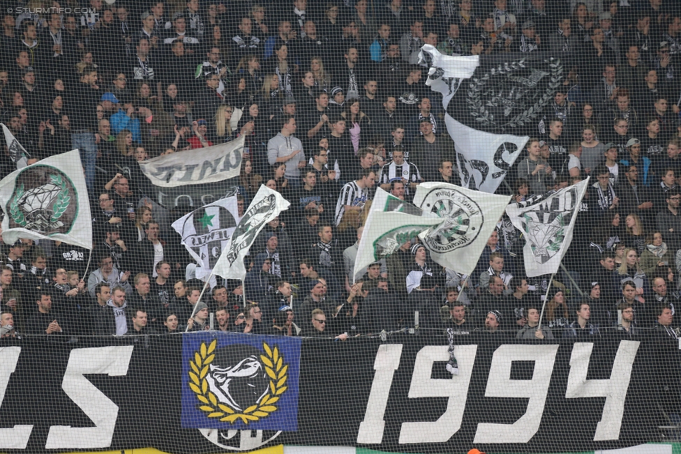 Sturm Graz - Rapid Wien
Oesterreichische Fussball Bundesliga, 23 Runde, SK Sturm Graz - SK Rapid Wien, Stadion Liebenau Graz, 21.02.2016. 

Foto zeigt Fans von Sturm
